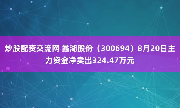 炒股配资交流网 蠡湖股份（300694）8月20日主力资金净卖出324.47万元
