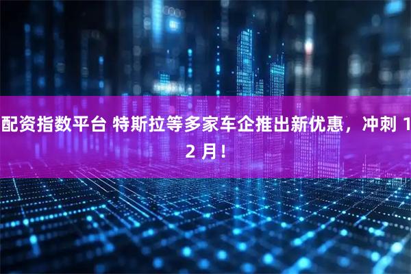 配资指数平台 特斯拉等多家车企推出新优惠,冲刺 12 月!